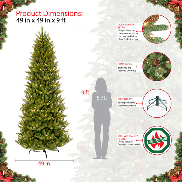 Slender Green Realistic Artificial Fir Christmas Tree & Reviews Joss & Main
